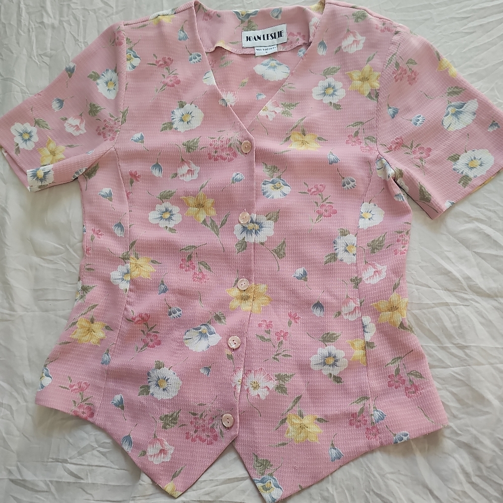 Jan Leslie Pink Floral Blouse